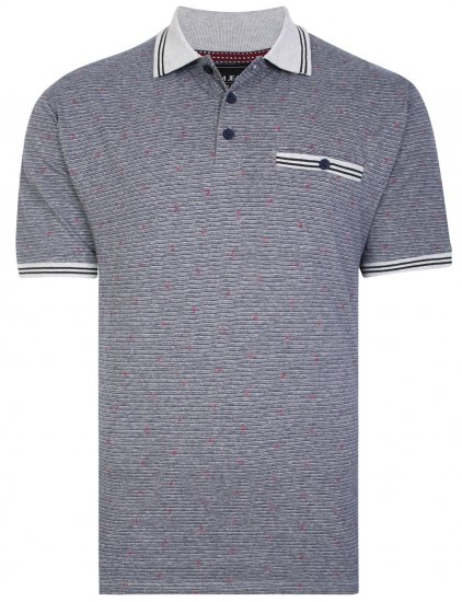 Kam Jeans 5456 Drop Needle Jersey Polo with Dobby Print Grey - Polo-shirts für herren - Polo-Shirts für Herren in großen Größen