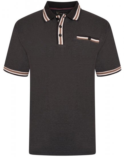 Kam Jeans 5464 Pique Polo Charcoal - Polo-shirts für herren - Polo-Shirts für Herren in großen Größen