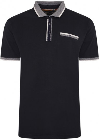 Kam Jeans 5499 Jersey Polo with Jacquard Collar/Cuffs Navy - Polo-Shirts für Herren in großen Größen - Polo-Shirts für Herren in großen Größen