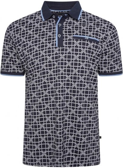 Kam Jeans 5516 Geo-Print Polo Navy - Polo-shirts für herren - Polo-Shirts für Herren in großen Größen