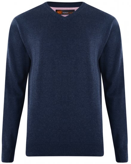 Kam Jeans V-Ausschnitt Strickpullover Dunkelblau - Herren-sweater und -hoodies - Herren-Sweater und -Hoodies in großen Größen