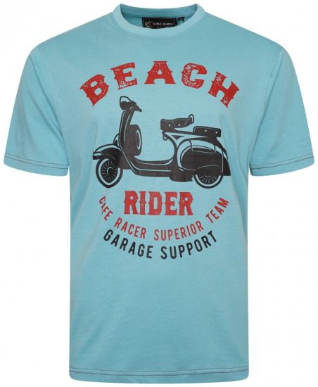 Kam Jeans 5701 Beach Rider Tee Aqua - Herren-T-shirts - Herren-T-Shirts in großen Größen