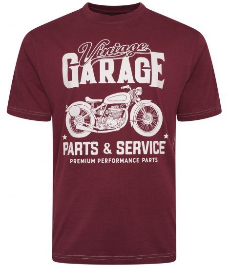 Kam Jeans 5702 Vintage Print T-Shirt Plum - Herren-T-shirts - Herren-T-Shirts in großen Größen