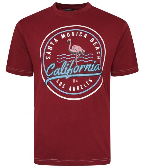 Kam Jeans 5707 Santa Monica Tee Burgundy - Herren-T-shirts - Herren-T-Shirts in großen Größen
