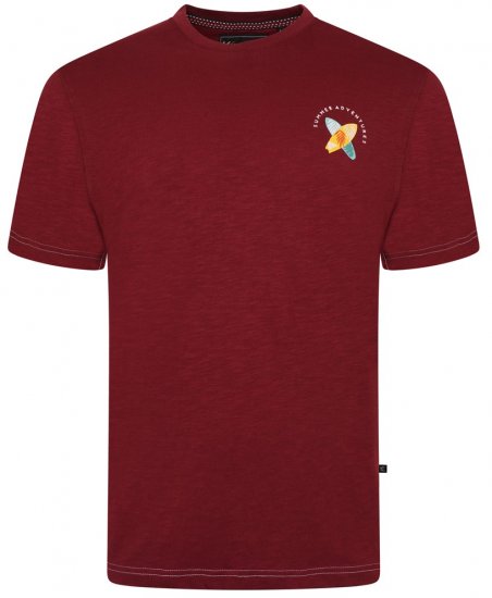 Kam Jeans 5709 Summer Adventure Print Tee Burgundy - Herren-T-shirts - Herren-T-Shirts in großen Größen