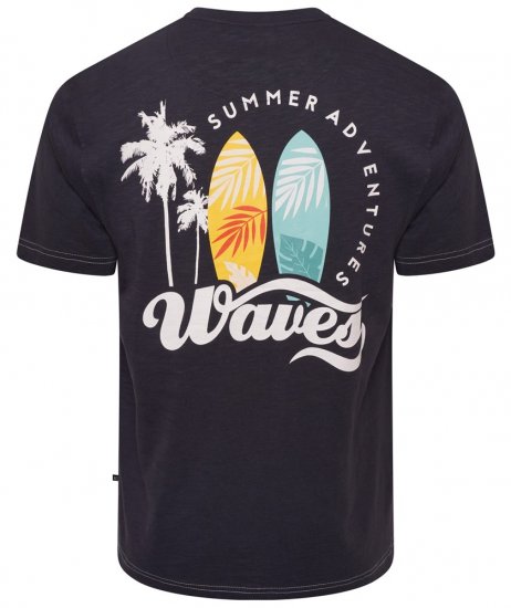 Kam Jeans 5709 Summer Adventure Print Tee Indigo - Herren-T-shirts - Herren-T-Shirts in großen Größen