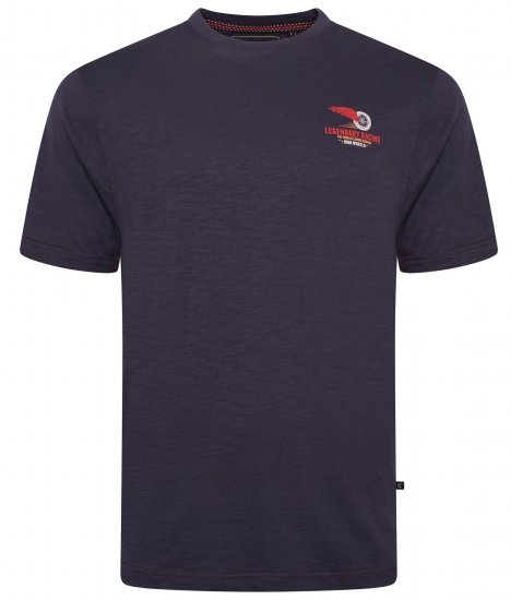 Kam Jeans 5710 Legendary Racing Slub Tee With Back Print Navy - Herren-T-shirts - Herren-T-Shirts in großen Größen