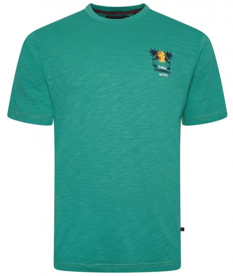 Kam Jeans 5711 Endless Summers Slub Tee With Back Print Emerald - Herren-T-shirts - Herren-T-Shirts in großen Größen