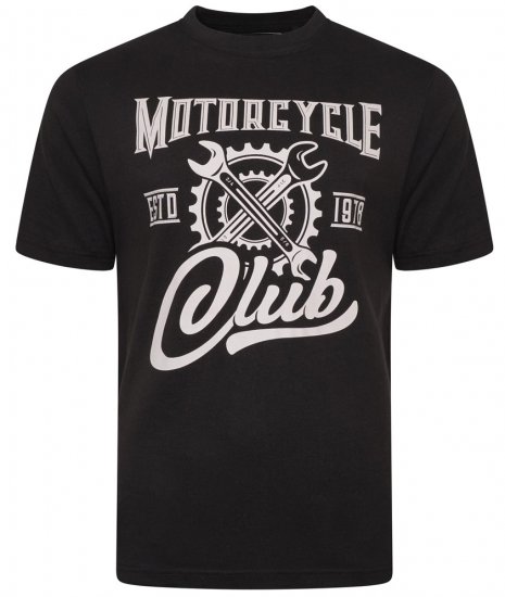Kam Jeans 5712 Twin Pack Motorcycle/Cycle Print Tee Black and Navy - Herren-T-shirts - Herren-T-Shirts in großen Größen