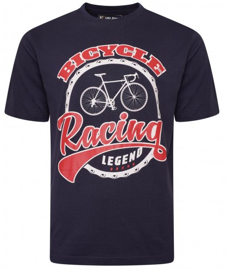 Kam Jeans 5712 Twin Pack Motorcycle/Cycle Print Tee Black and Navy - Herren-T-shirts - Herren-T-Shirts in großen Größen