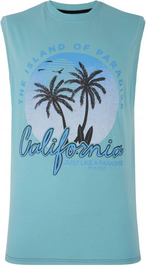 Kam Jeans 5727 California Paradise Sleeveless T-Shirt Light Blue - Herren-T-shirts - Herren-T-Shirts in großen Größen