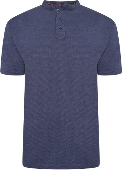 Kam Jeans 5744 Textured Jersey Grandad Top Indigo - Polo-shirts für herren - Polo-Shirts für Herren in großen Größen