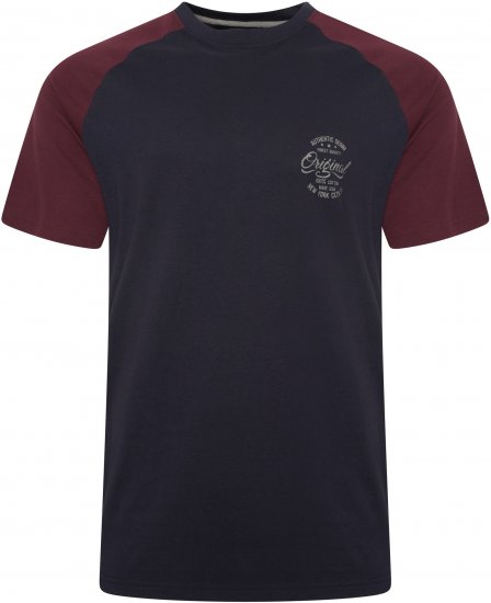 Kam Jeans 5747 Raglan T-Shirt with Print Navy - Herren-T-shirts - Herren-T-Shirts in großen Größen