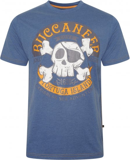 Kam Jeans 5753 Buccaneer Print T-Shirt Blue - Herren-T-Shirts in großen Größen - Herren-T-Shirts in großen Größen