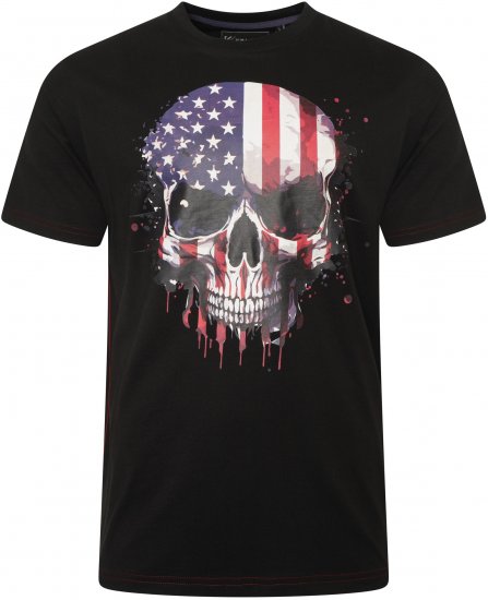 Kam Jeans 5756 USA Ghost Skull Print T-Shirt Black - Herren-T-Shirts in großen Größen - Herren-T-Shirts in großen Größen