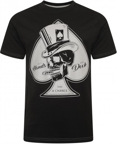 Kam Jeans 5757 Hands on Deck Skull Print T-Shirt Black - Herren-T-Shirts in großen Größen - Herren-T-Shirts in großen Größen
