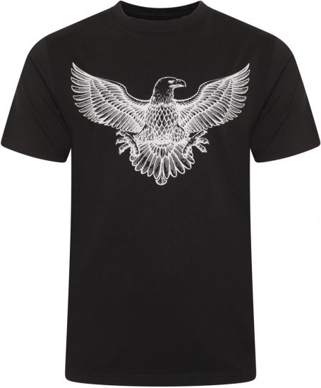Kam Jeans 5758 Eagle Print T-Shirt Black - Herren-T-shirts - Herren-T-Shirts in großen Größen