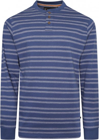 Kam jeans 5761 Embossed Waffle Stripe Long Sleeve Henley Shirt Indigo - Polo-shirts für herren - Polo-Shirts für Herren in großen Größen