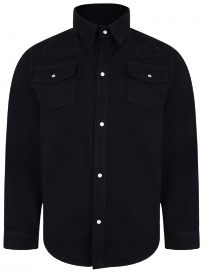Kam Jeans 602 Denim shirt Black - Herrenhemden in großen Größen - Herrenhemden in großen Größen