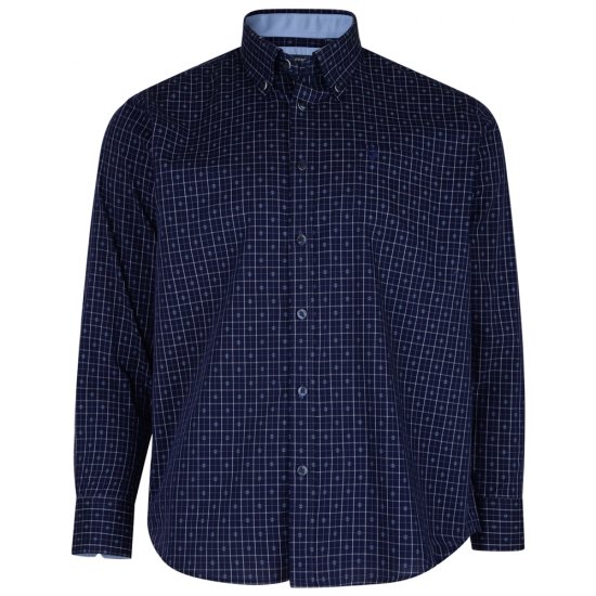 Kam Jeans 6158 Long Sleeve Dobby Embroidery Shirt Navy - Herrenhemden - Herrenhemden in großen Größen
