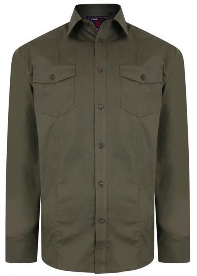 Kam Jeans Retro Long Sleeve Stretch Shirt Khaki - Herrenhemden - Herrenhemden in großen Größen