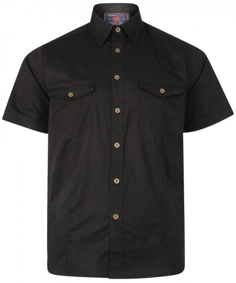 Kam Jeans 6180 Short Sleeve Shirt Black - DUPLICATE - Herrenhemden - Herrenhemden in großen Größen