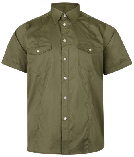 Kam Jeans Retro Short Sleeve Stretch Shirt Khaki - Herrenhemden - Herrenhemden in großen Größen