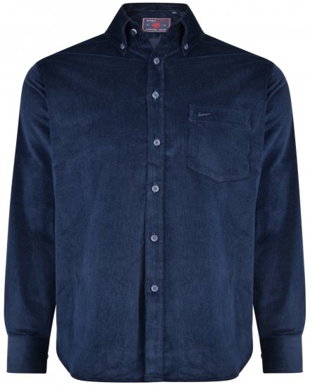Kam Jeans 6195 Long Sleeve Corduroy Shirt Navy - Herrenhemden - Herrenhemden in großen Größen