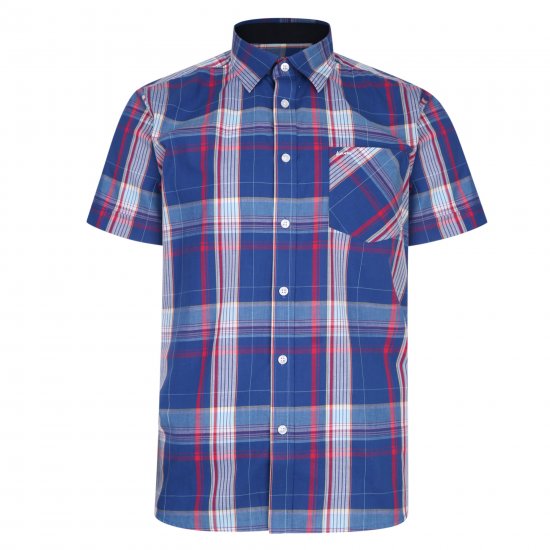 Kam Jeans 6202 Casual Check Shirt Blue - Herrenhemden - Herrenhemden in großen Größen