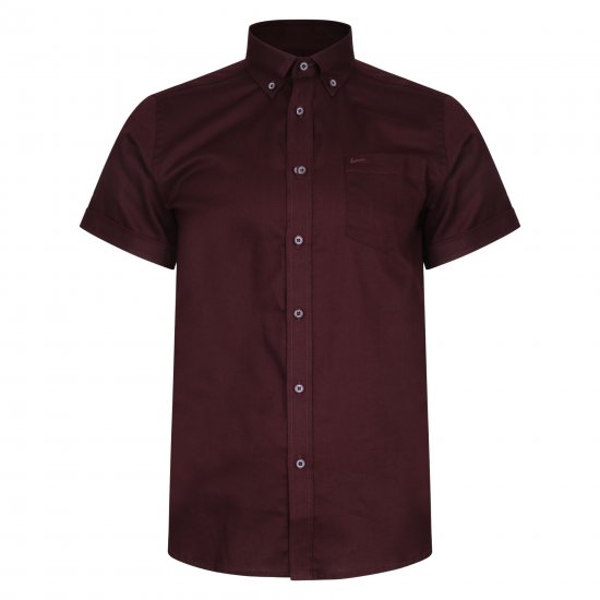 Kam Jeans 6204 Self Pattern Weave Shirt Burgundy - Herrenhemden - Herrenhemden in großen Größen
