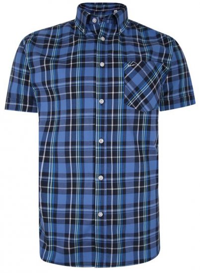 Kam Jeans 6208 SS Casual Check Shirt Denim - Herrenhemden - Herrenhemden in großen Größen