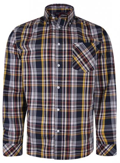Kam Jeans 6208 LS Casual Check Shirt Navy - Herrenhemden - Herrenhemden in großen Größen