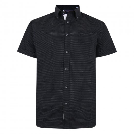 Kam Jeans 6210 SS Dobby Stitch Shirt Black - Herrenhemden - Herrenhemden in großen Größen