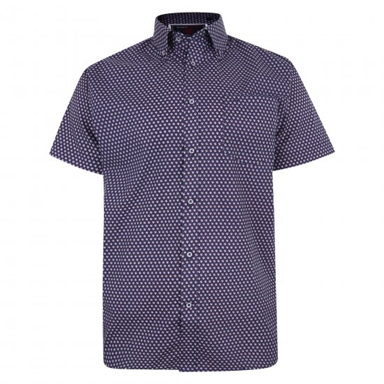 Kam Jeans 6211 SS Dobby Print Shirt Navy - Herrenhemden - Herrenhemden in großen Größen
