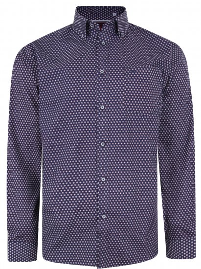 Kam Jeans 6211 LS Dobby Stitch Shirt Navy - Herrenhemden - Herrenhemden in großen Größen