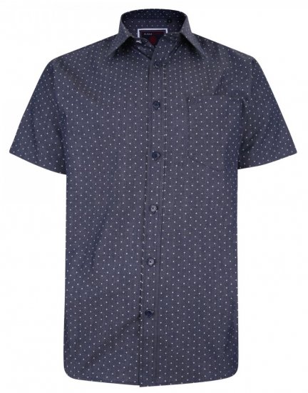 Kam Jeans 6212 SS Star Print Chambray Shirt Indigo - Herrenhemden - Herrenhemden in großen Größen