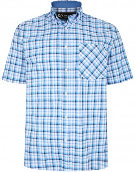 Kam Jeans 6214 Check Shirt Blue - Herrenhemden - Herrenhemden in großen Größen