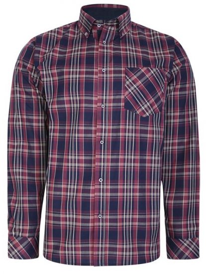 Kam Jeans 6221 Casual Checked Shirt Plum - Herrenhemden - Herrenhemden in großen Größen