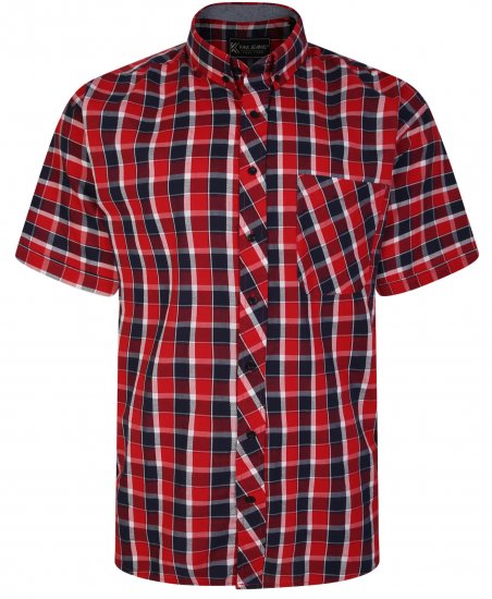 Kam Jeans 6240 SS Check Shirt Red - Herrenhemden in großen Größen - Herrenhemden in großen Größen