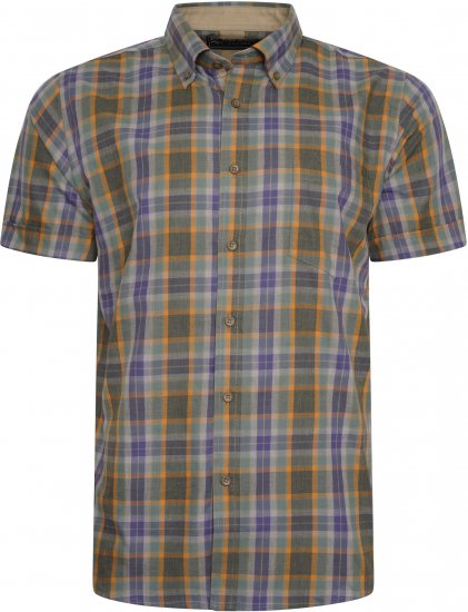Kam Jeans 6282 Casual SS Check Shirt Brown - Herrenhemden - Herrenhemden in großen Größen