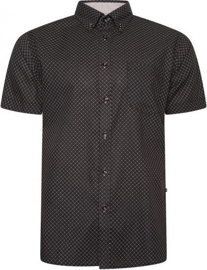 Kam Jeans 6299 All Over Diamond Print Small Sleeve Shirt Black - Herrenhemden - Herrenhemden in großen Größen