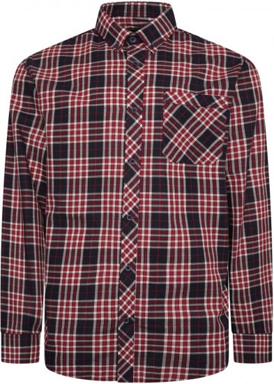 Kam Jeans 6301 LS Casual Check Shirt Red - Herrenhemden - Herrenhemden in großen Größen