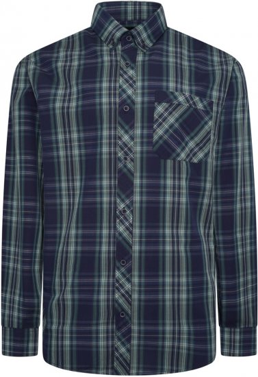 Kam Jeans 6301 LS Casual Check Shirt Teal - Herrenhemden in großen Größen - Herrenhemden in großen Größen