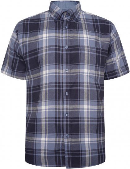 Kam Jeans 6303 Casual Check Short Sleeve Shirt Blue - Herrenhemden - Herrenhemden in großen Größen