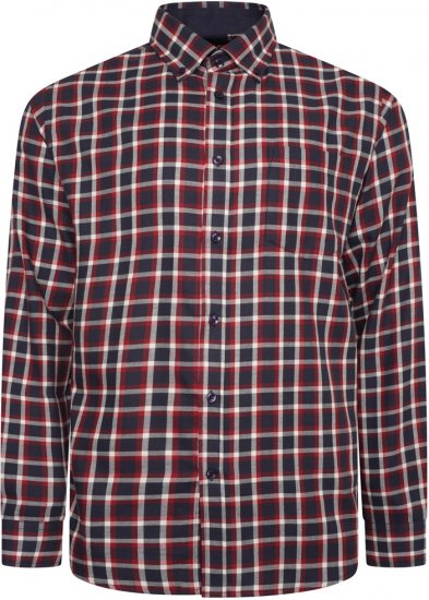 Kam Jeans 6303 Long Sleeve Casual Check Shirt Navy - Herrenhemden - Herrenhemden in großen Größen
