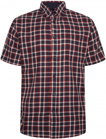 Kam Jeans 6303 Casual Check Short Sleeve Shirt Navy - Herrenhemden - Herrenhemden in großen Größen
