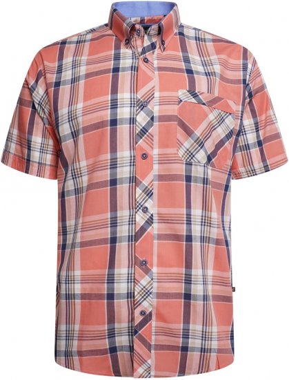 Kam Jeans 6312 Casual Check Short Sleeve Shirt Light Red - Herrenhemden - Herrenhemden in großen Größen