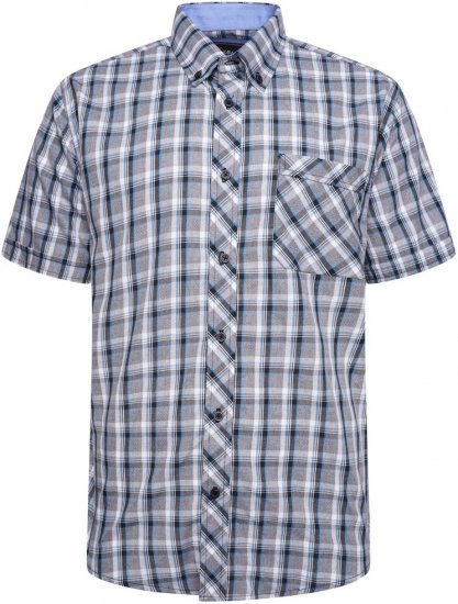 Kam Jeans 6316 Casual Check Short Sleeve Shirt Charcoal - Herrenhemden - Herrenhemden in großen Größen