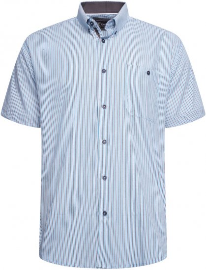 Kam Jeans 6321 Casual Stripe Short Sleeve Shirt Blue - Herrenhemden - Herrenhemden in großen Größen