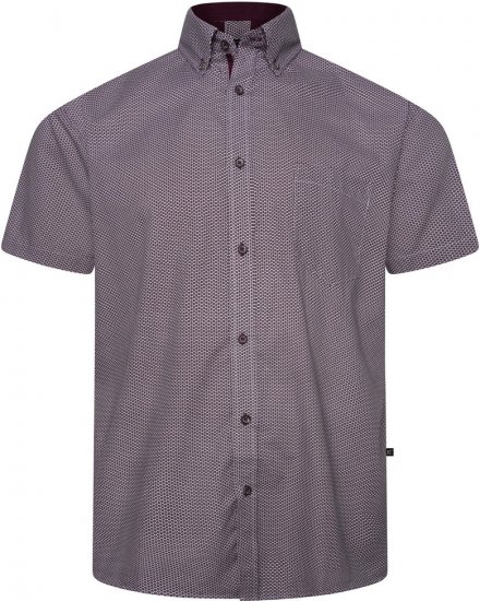 Kam Jeans 6332 AOP Dobby Print Shirt Burgundy - Herrenhemden - Herrenhemden in großen Größen